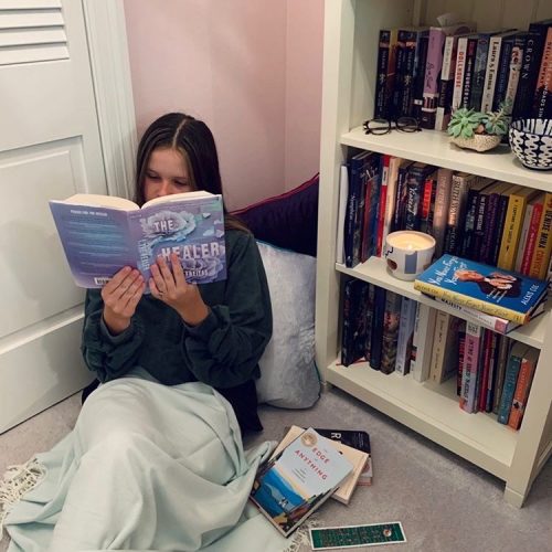 Emily with Book